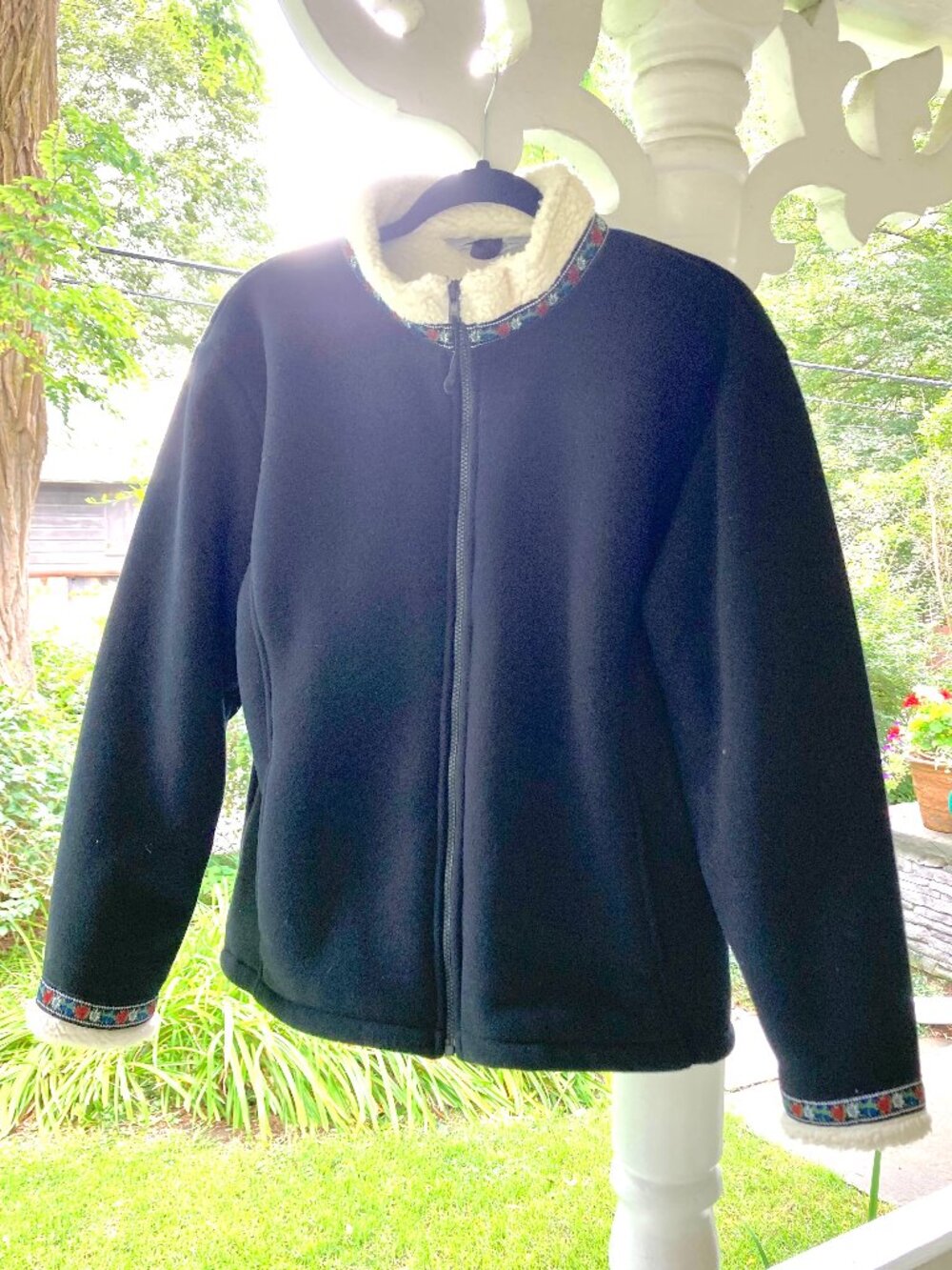 EMS Tyrolian Fleece Sherpa Fleece Jacket with ribbon trim